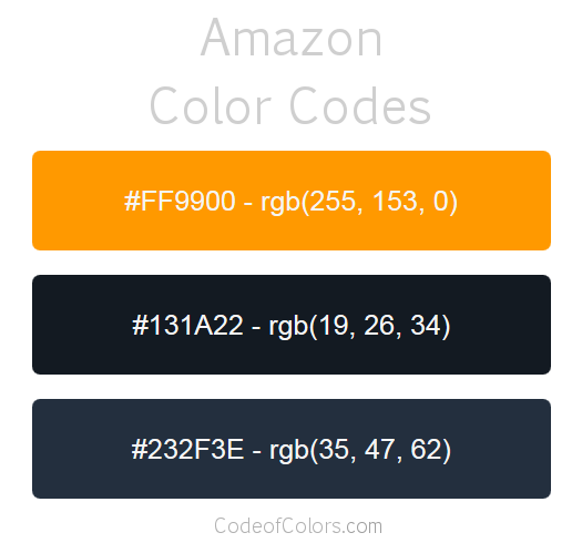 Amazon Colors Hex And RGB Color Codes Amazon Colors Hex And RGB Color Codes