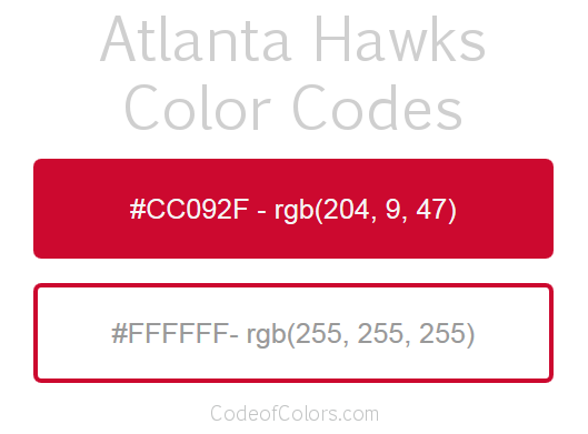 Atlanta Hawks Team Color Codes
