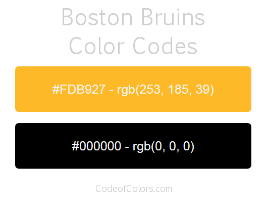 Boston Bruins Team Color Codes