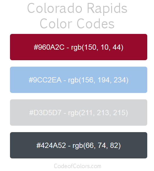 Colorado Rapids Team Color Codes