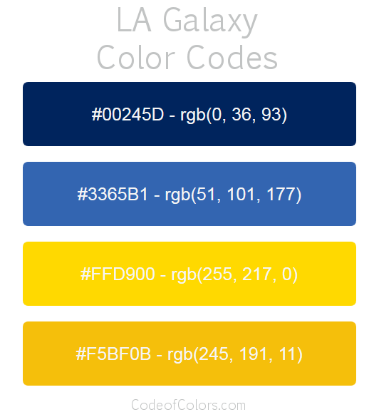 LA Galaxy Team Color Codes