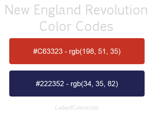 New England Revolution Team Color Codes