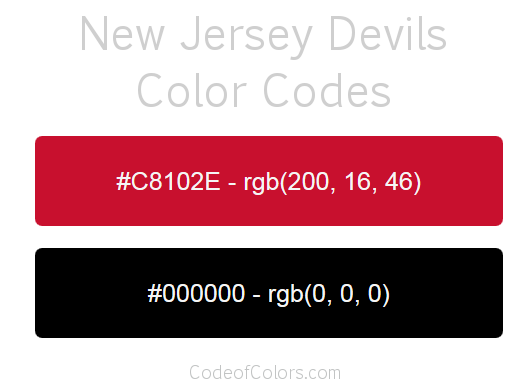 New Jersey Devils Team Color Codes