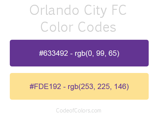 Orlando City FC Team Color Codes