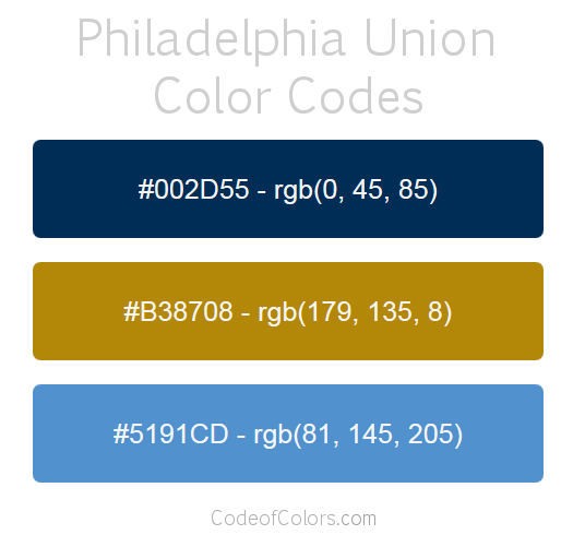 Philadelphia Union Team Color Codes