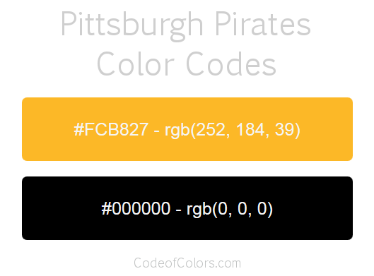 Pittsburgh Pirates Team Color Codes