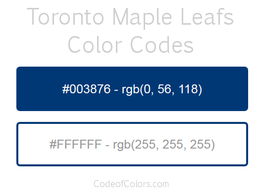 Toronto Maple Leafs Team Color Codes
