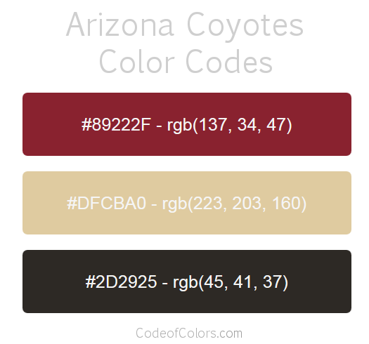 Arizona Coyotes Team Color Codes