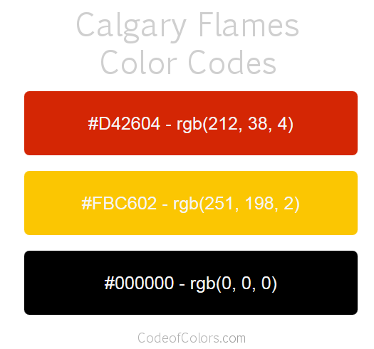 Calgary Flames Team Color Codes