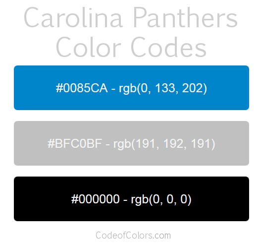 Carolina Panthers Team Color Codes