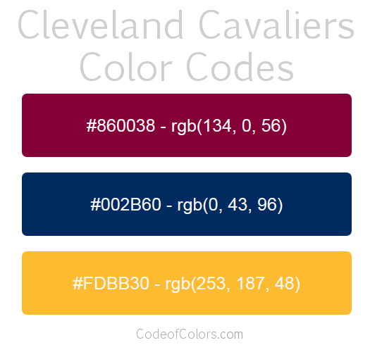 Cleveland Cavaliers Team Color Codes