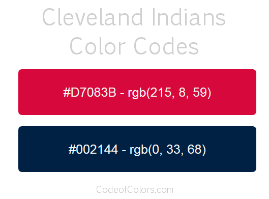 Cleveland Indians Team Color Codes