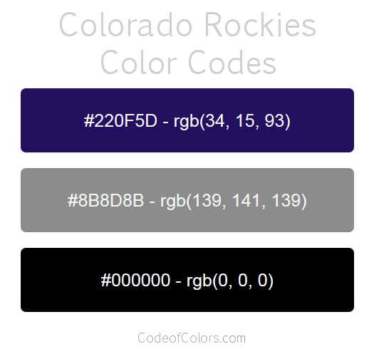 Colorado Rockies Team Color Codes