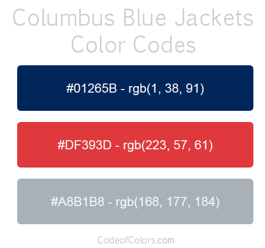 Columbus Blue Jackets Team Color Codes