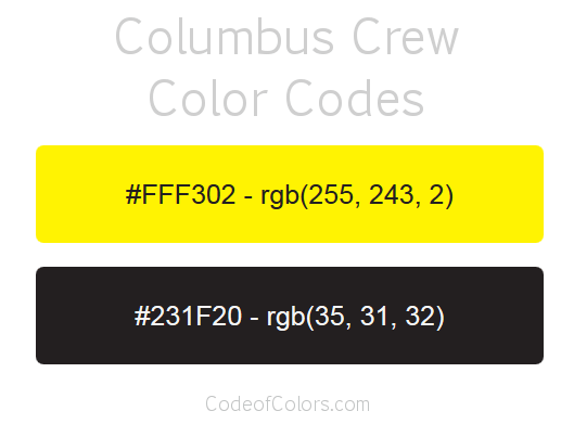 Columbus Crew Team Color Codes