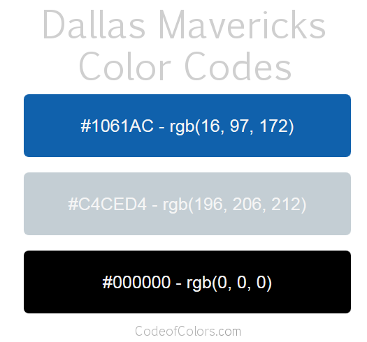 Dallas Mavericks Team Color Codes