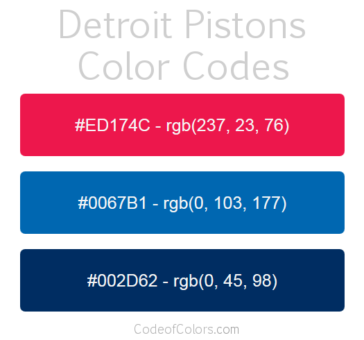Detroit Pistons Team Color Codes