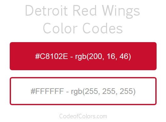 Detroit Red Wings Team Color Codes