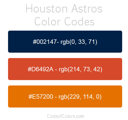 Houston Astros Team Color Codes