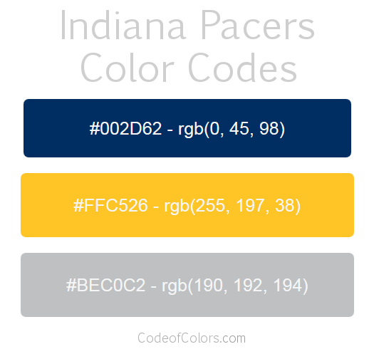 Indiana Pacers Team Color Codes
