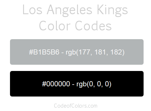 Los Angeles Kings Team Color Codes