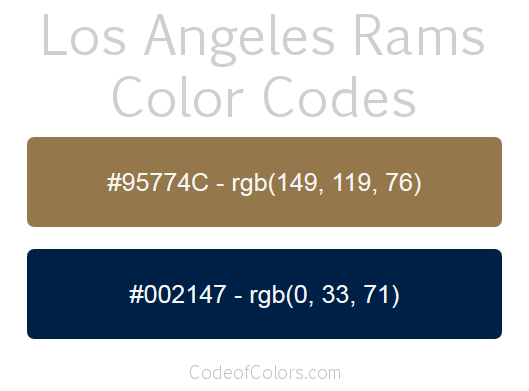 Los Angeles Rams Colors - Hex and RGB Color Codes