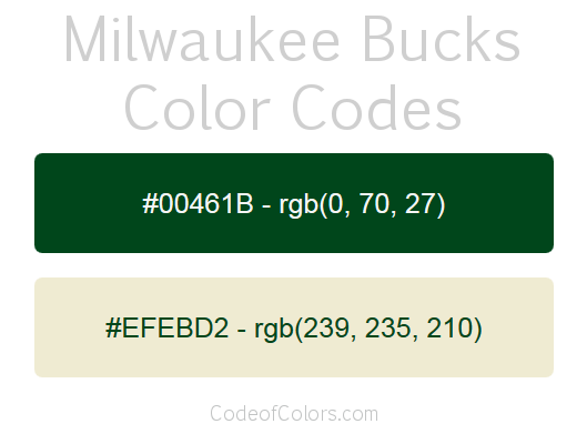 Milwaukee Bucks Team Color Codes