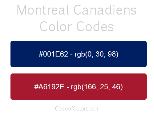Montreal Canadiens Team Color Codes