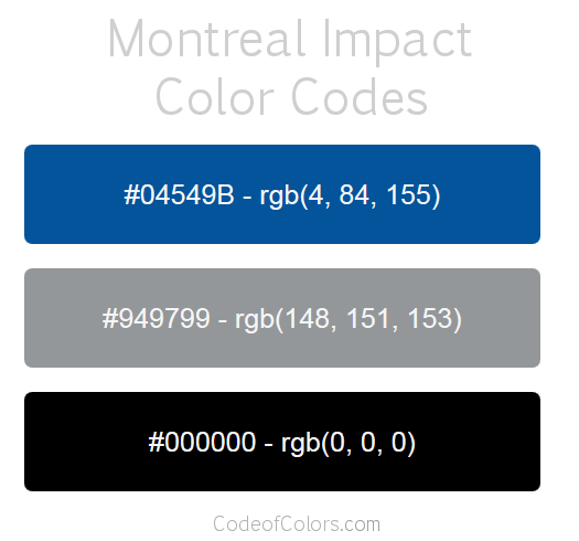 Montreal Impact Team Color Codes