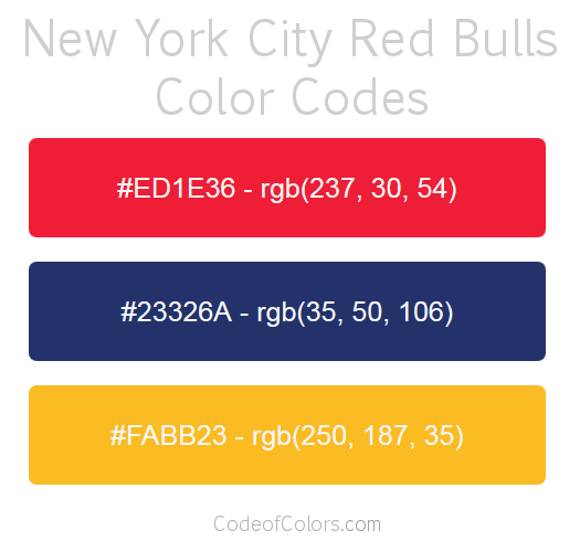 New York City Red Bulls Team Color Codes