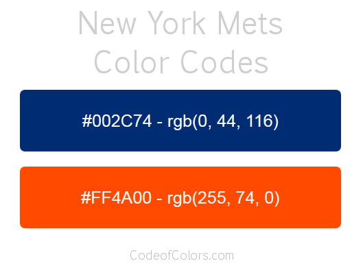 New York Mets Team Color Codes