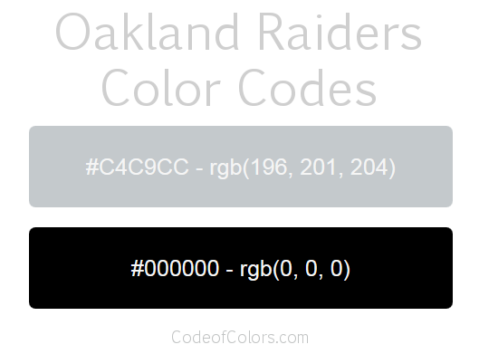 Oakland Raiders Team Color Codes