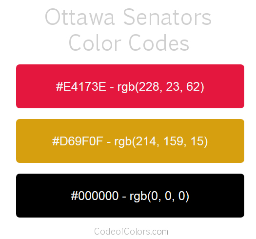 Ottawa Senators Team Color Codes