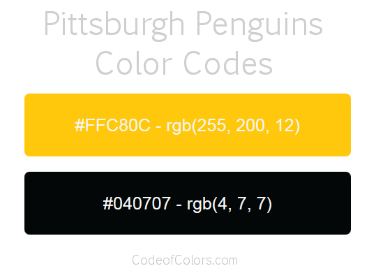 Pittsburgh Penguins Team Color Codes