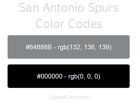 San Antonio Spurs Team Color Codes