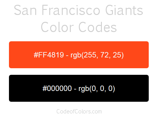 San Francisco Giants Team Color Codes