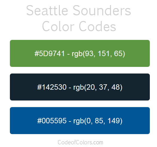 Seattle Sounders Team Color Codes