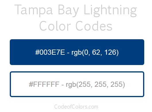 Tampa Bay Lightning Team Color Codes