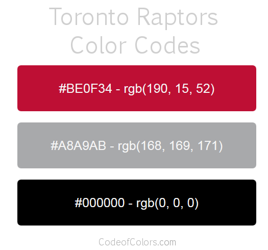Toronto Raptors Team Color Codes
