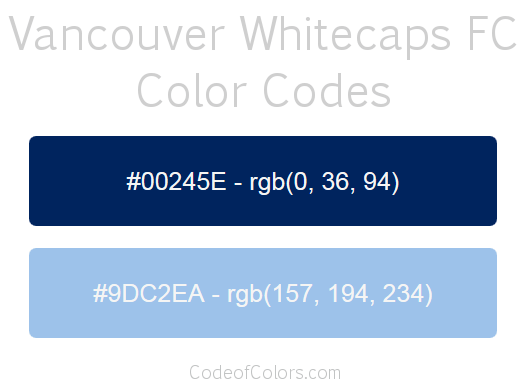 Vancouver Whitecaps FC Team Color Codes