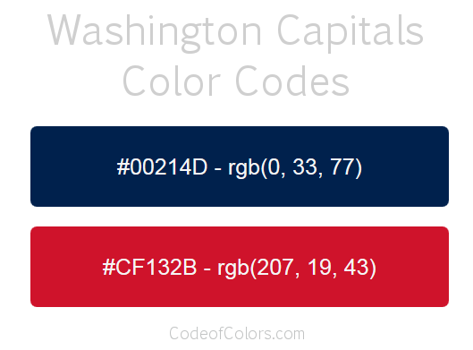 Washington Capitals Team Color Codes