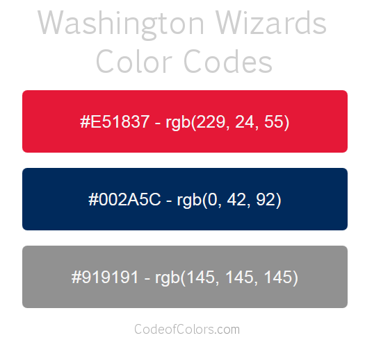 Washington Wizards Team Color Codes